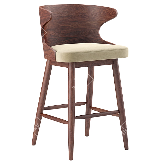 Kamryn Mid-Century Bar Stools: Quality, Style, and Comfort 3D model image 1