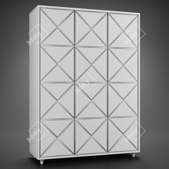 Cloud 3-Door Modern Wardrobe 3D model image 3