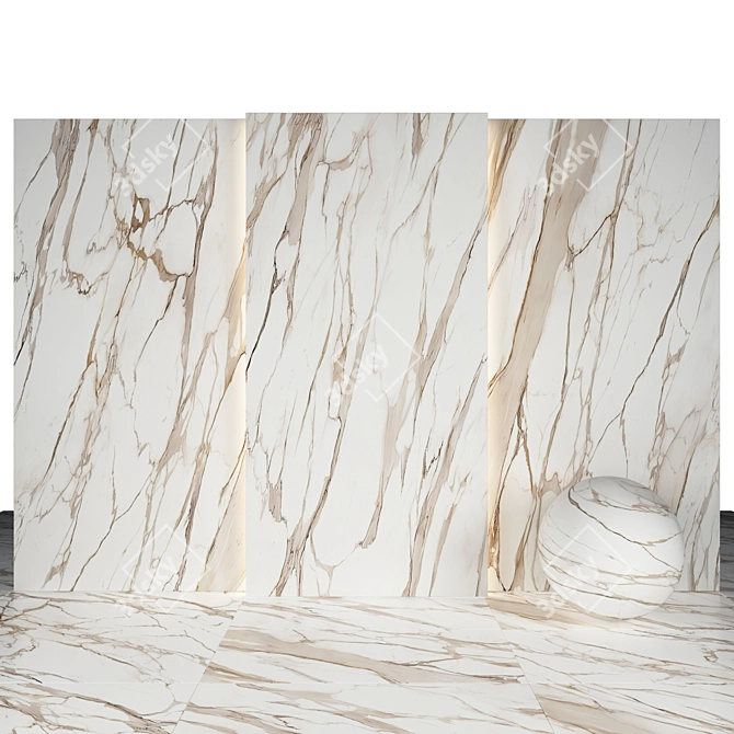 Luxury Calacatta Gold Marble Slabs & Tiles 3D model image 1