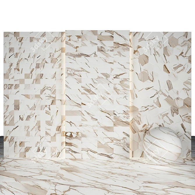 Luxury Calacatta Gold Marble Slabs & Tiles 3D model image 2