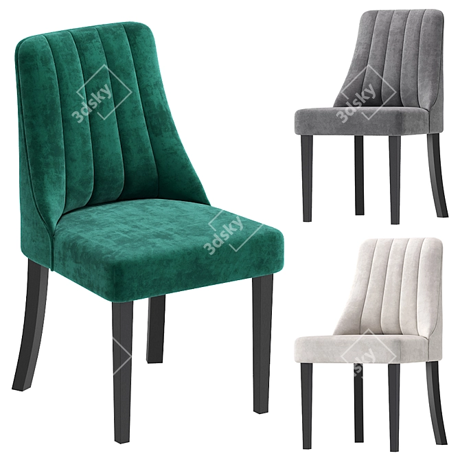 Modern Velvet Stool 3D model image 4