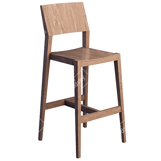  Rustic Wood Bar Chair 3D model image 1