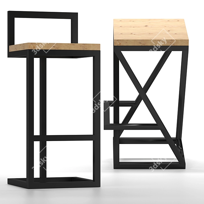 Sleek Loft Bar Stool 3D model image 1