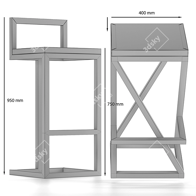 Sleek Loft Bar Stool 3D model image 4