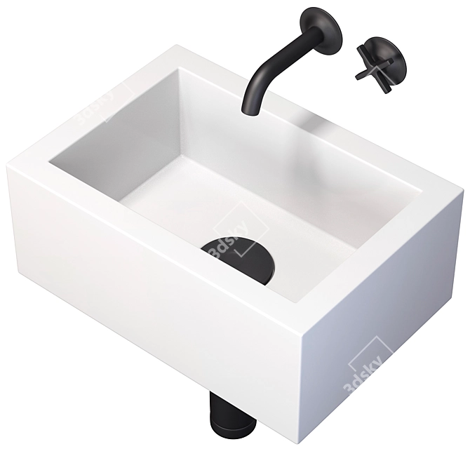 Compact Wall Mount Bathroom Sink 3D model image 1