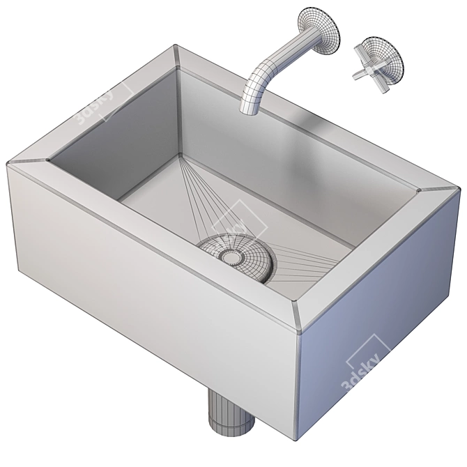 Compact Wall Mount Bathroom Sink 3D model image 3