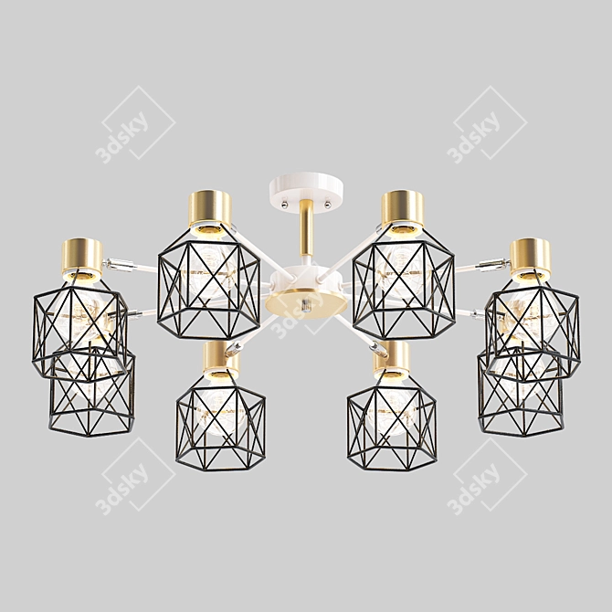 Elegant Bronze Pendant Chandelier 3D model image 1