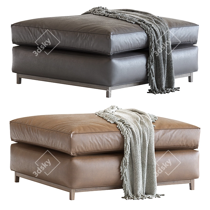 Elegant Hugo Ottoman: Plywood & Solid Wood Structure, Removable Goose Down Cushion 3D model image 1
