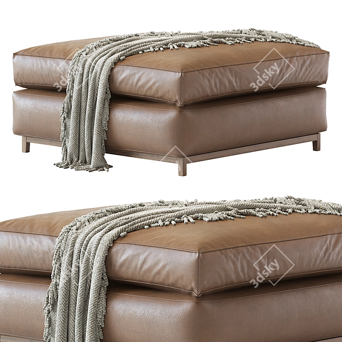 Elegant Hugo Ottoman: Plywood & Solid Wood Structure, Removable Goose Down Cushion 3D model image 2