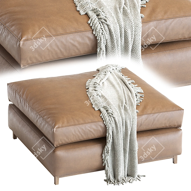 Elegant Hugo Ottoman: Plywood & Solid Wood Structure, Removable Goose Down Cushion 3D model image 5