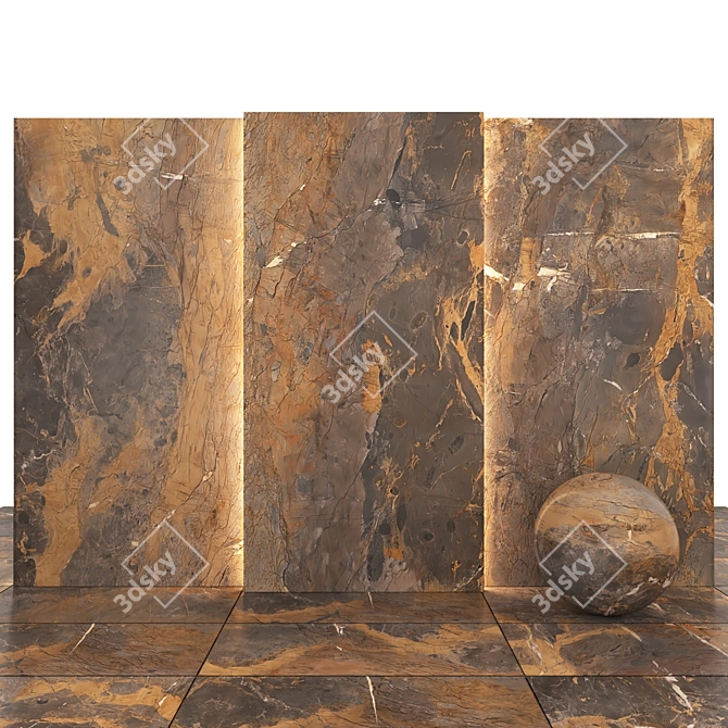 Fossil Brown Marble: Stunning & Versatile Tiles 3D model image 1