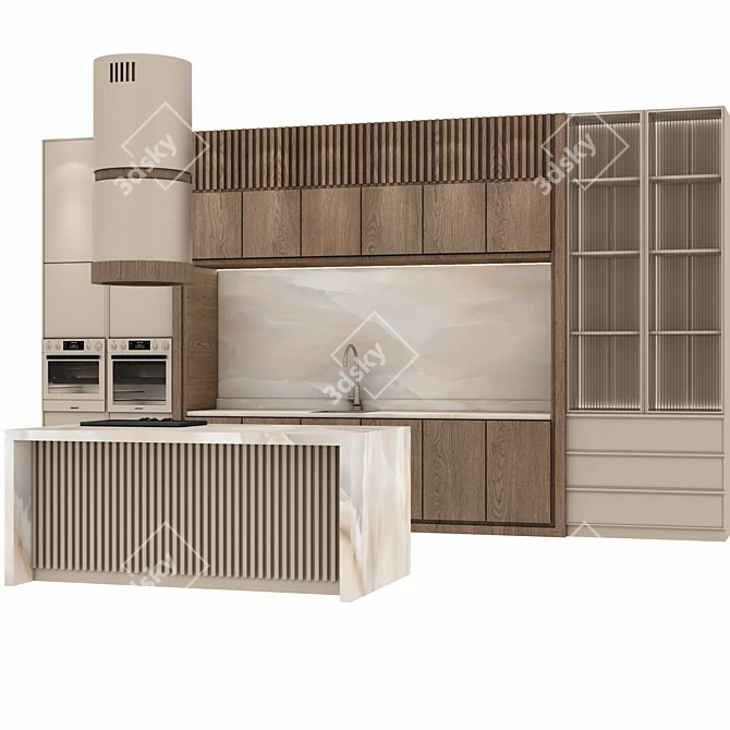 Modern Kitchen Set: 3D Model 3D model image 3