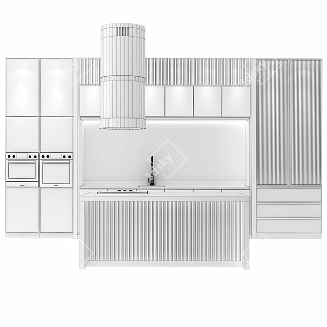 Modern Kitchen Set: 3D Model 3D model image 7