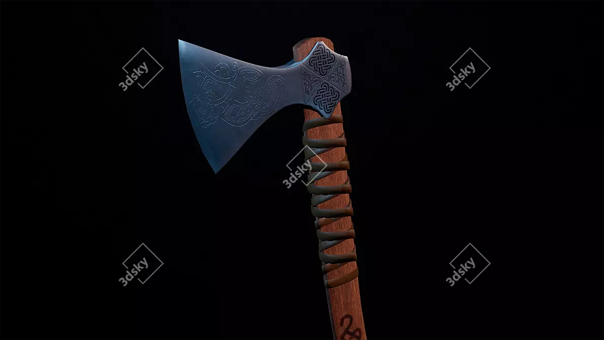 Viking Mammen Battle Axe Model - Game Ready 3D model image 2