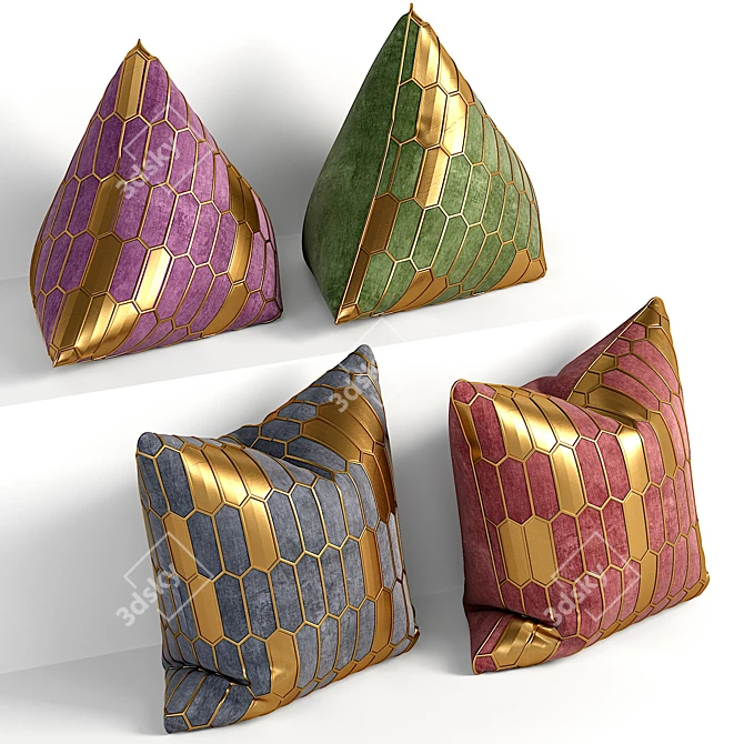 Embroidered Faux Leather/Velvet Decorative Pillows 3D model image 2