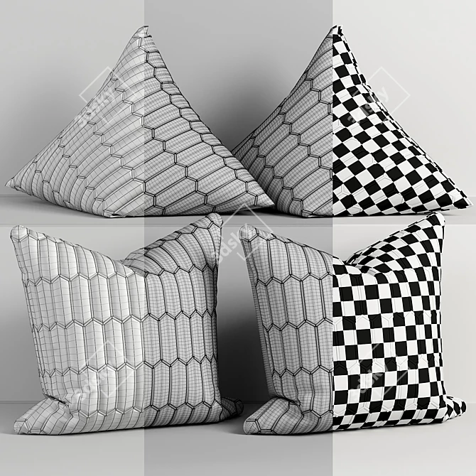 Embroidered Faux Leather/Velvet Decorative Pillows 3D model image 3