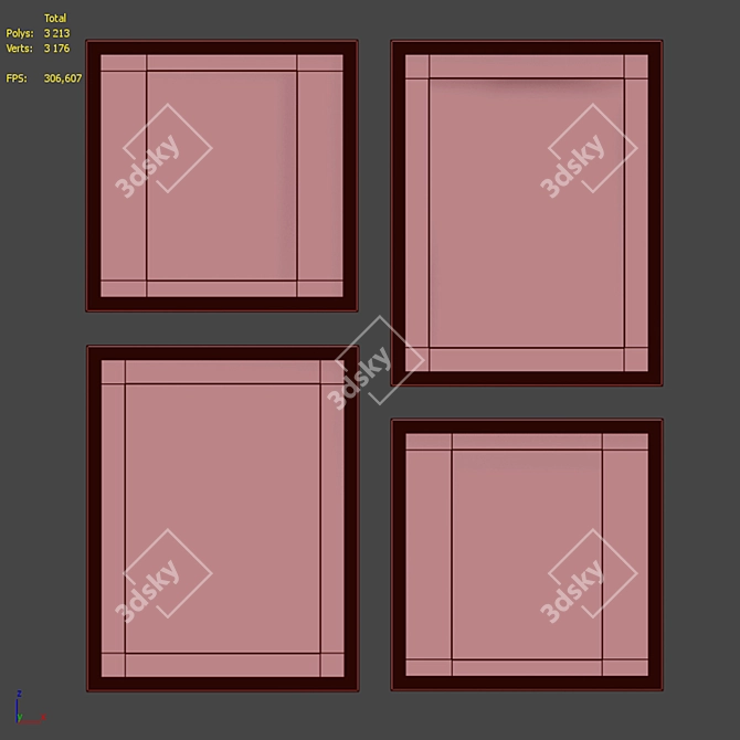 Modern Abstract Picture Frame Set 3D model image 7