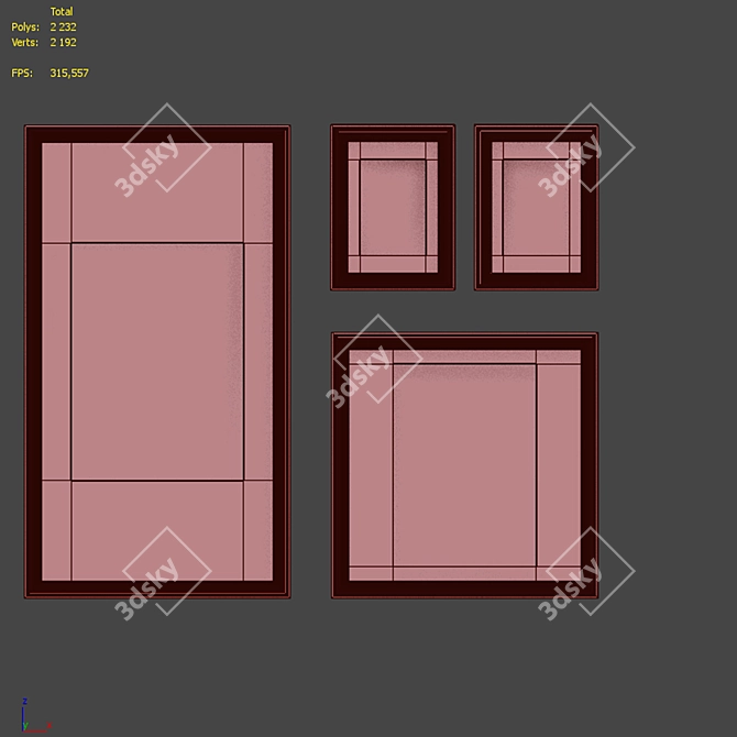 Modern Minimalist Picture Frame Set 3D model image 7