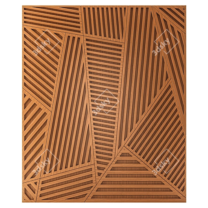 Elegant Wooden Wall Panel 3D model image 1