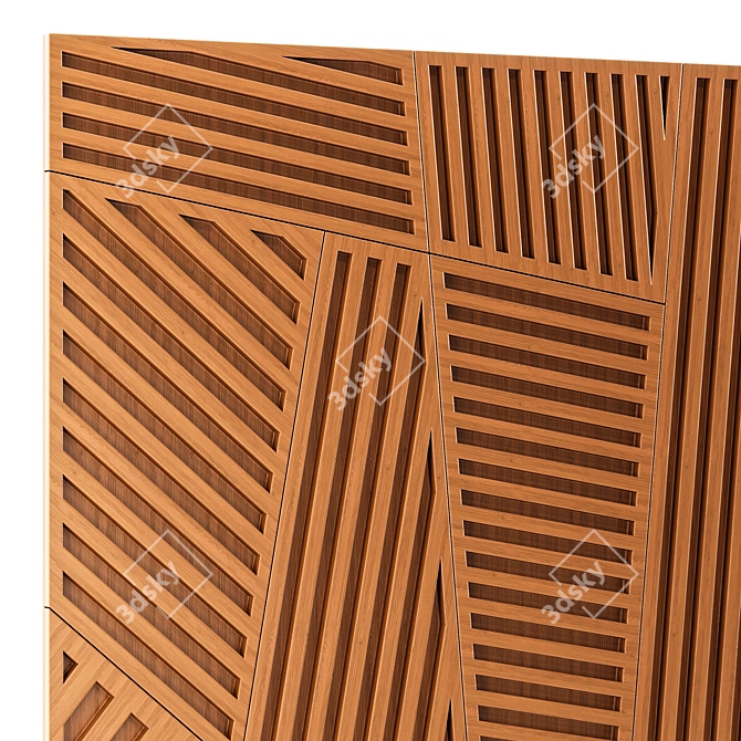 Elegant Wooden Wall Panel 3D model image 2