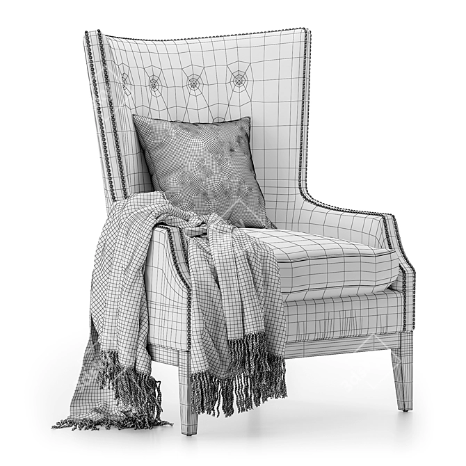Luxe Taupe Chevron Occasional Chair 3D model image 2