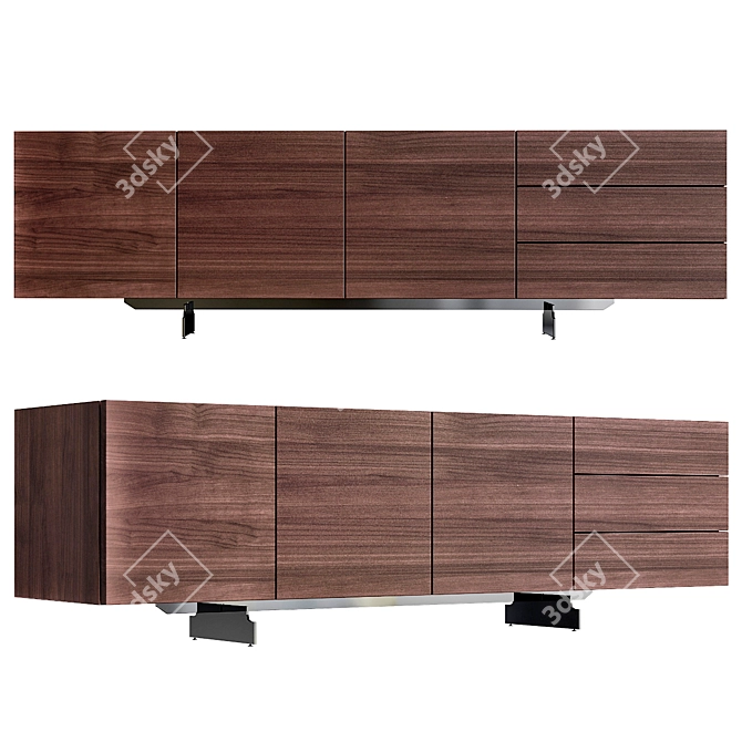 Pandora Oakwood Sideboard 3D model image 1