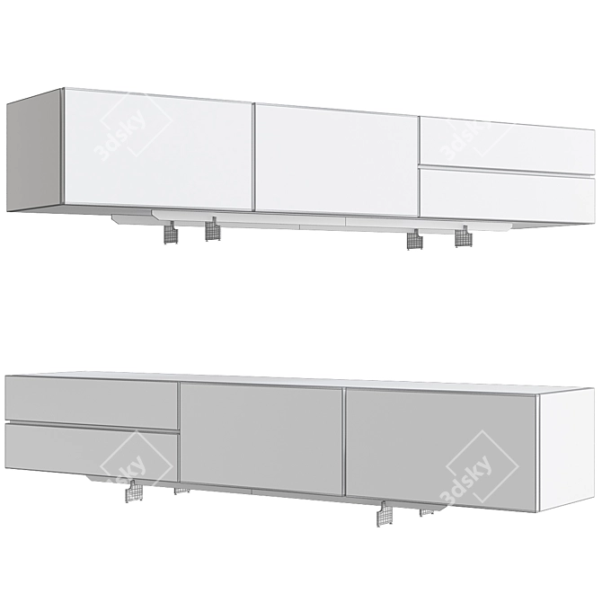 Elegant Pandora Low Sideboard 3D model image 2