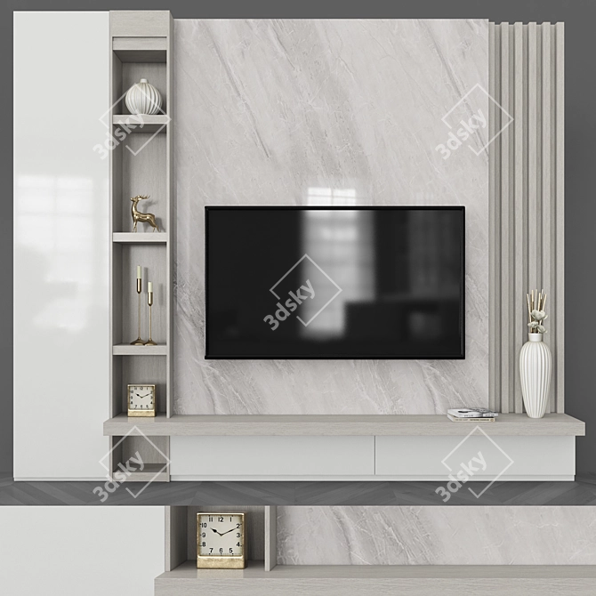 Sleek TV Wall Set with 65" Screen 3D model image 1