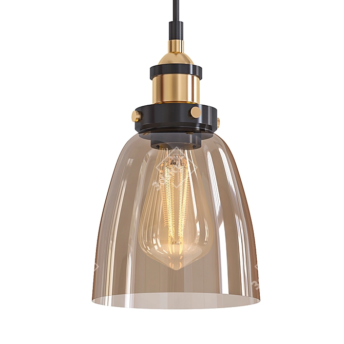 Smoke Glass Cloche Pendant: Industrial Loft Lighting 3D model image 1