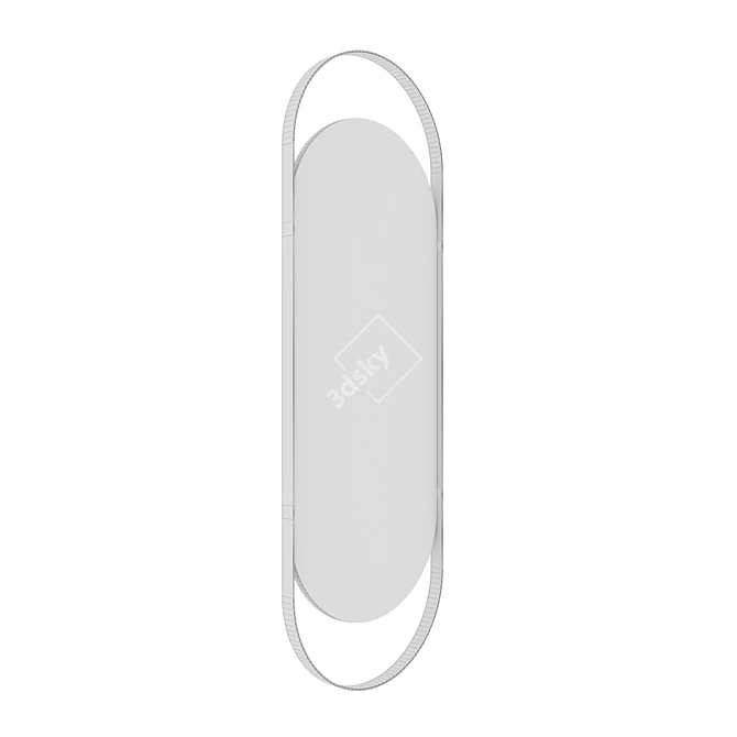 Modern Metal Oval Mirror: Iron Capsule 3D model image 3