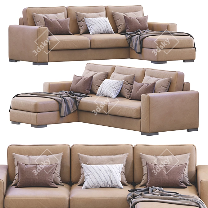 Luxury Orion Leather Sofa 3D model image 2