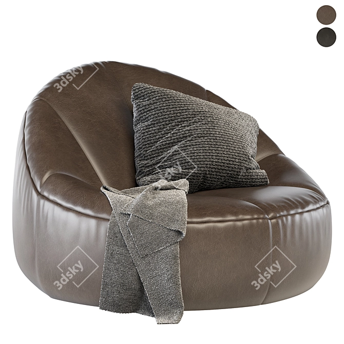 Leather Pumpkin Bean Bag Chair 3D model image 1