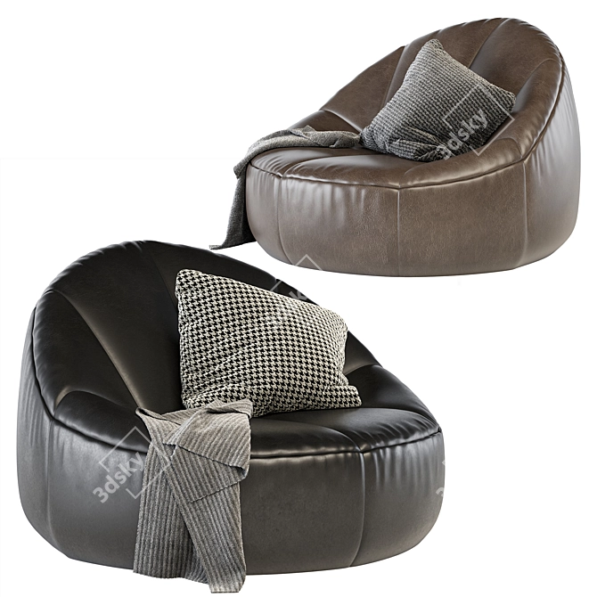 Leather Pumpkin Bean Bag Chair 3D model image 2