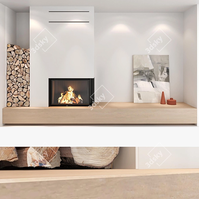 Fireplace Wall Decor Set 3D model image 2