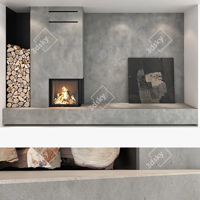 Fireplace Wall Decor Set 3D model image 4