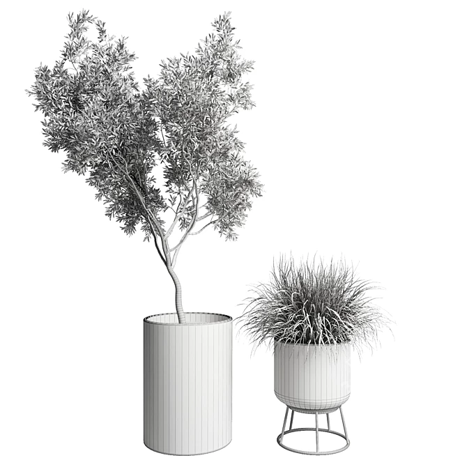 32-Piece Concrete Vase Outdoor Plant Collection 3D model image 4