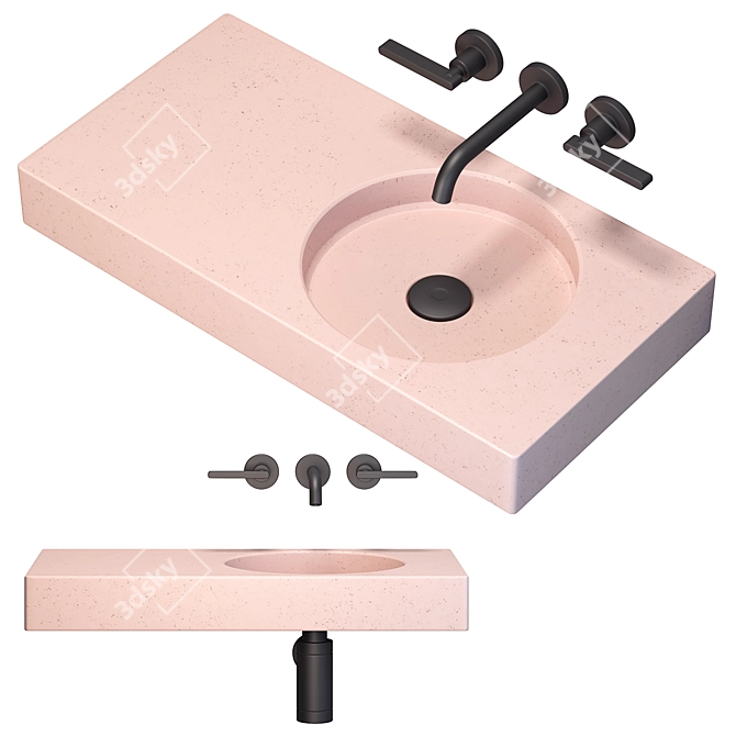 Elegant Pink Wall Sink 3D model image 1