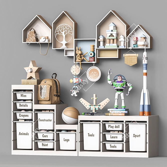 Kids' Storage and Accessories Set 3D model image 2