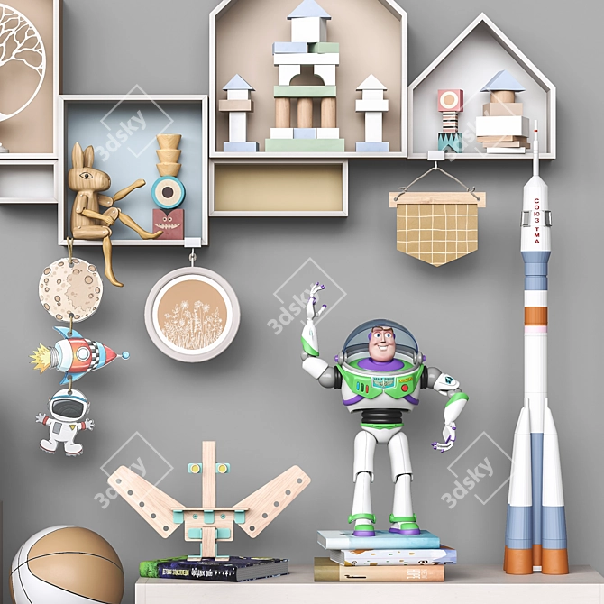 Kids' Storage and Accessories Set 3D model image 3