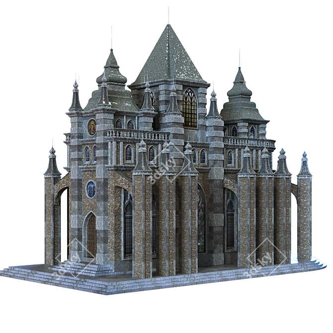 Cathedral Lowpoly for Game 010 3D model image 2