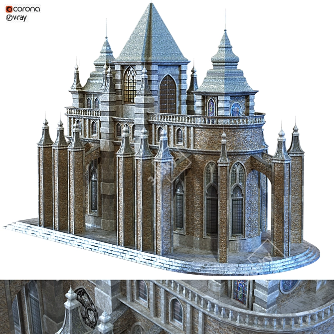 Cathedral Lowpoly for Game 010 3D model image 7