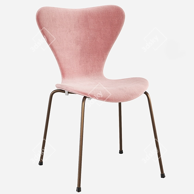 Modern Pink, Blue & Grey Fritz Hansen Series 7 Chair 3D model image 1