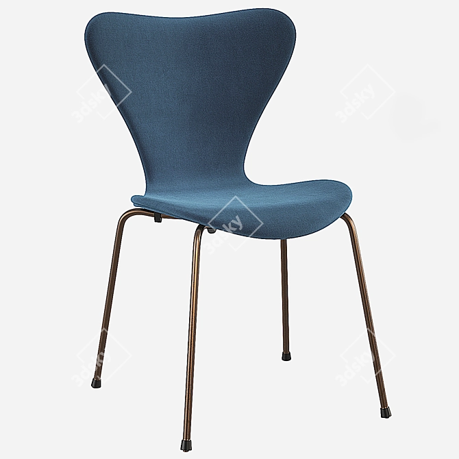 Modern Pink, Blue & Grey Fritz Hansen Series 7 Chair 3D model image 6