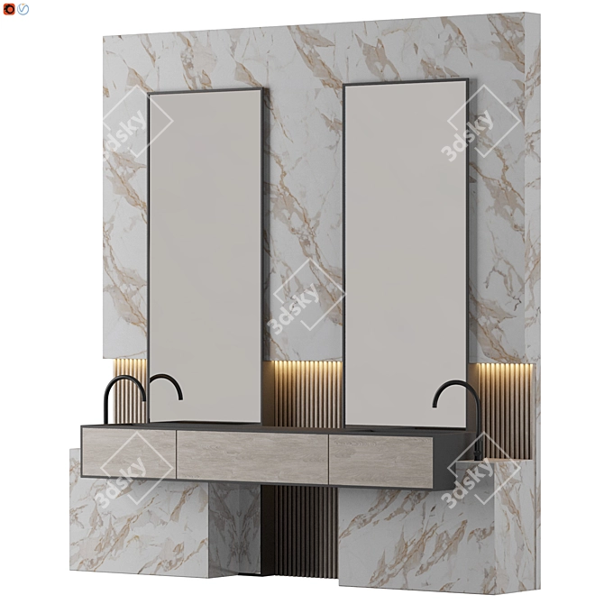 Sleek Frankfurt Bathroom Set 3D model image 2