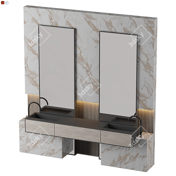 Sleek Frankfurt Bathroom Set 3D model image 3