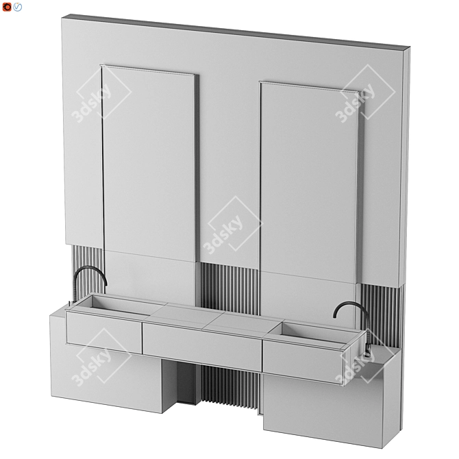 Sleek Frankfurt Bathroom Set 3D model image 5