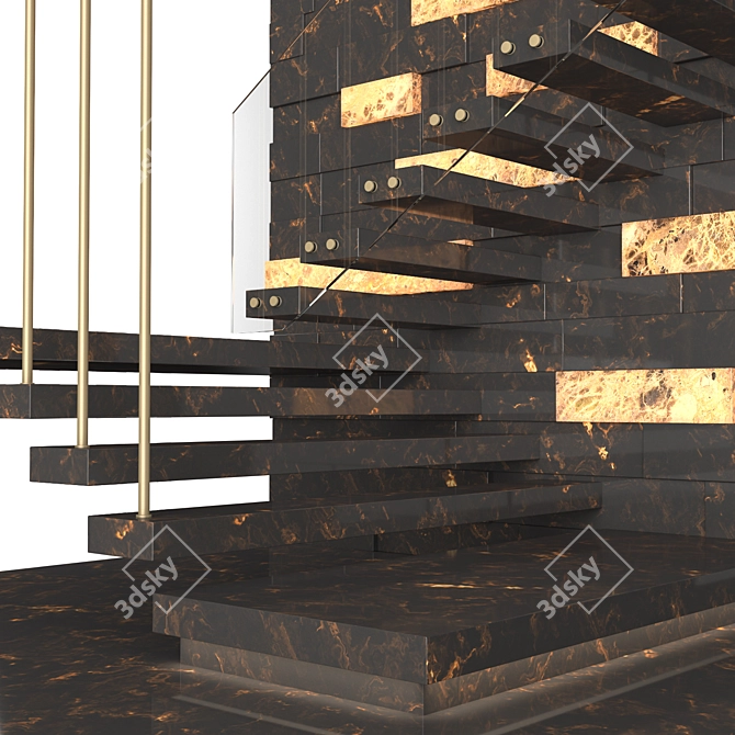 Modern Staircase 4: Stone, Glass & Metal 3D model image 2