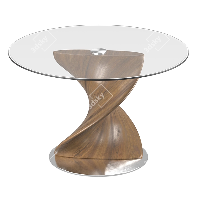 Modern Transparent Walnut Dining Table 3D model image 3