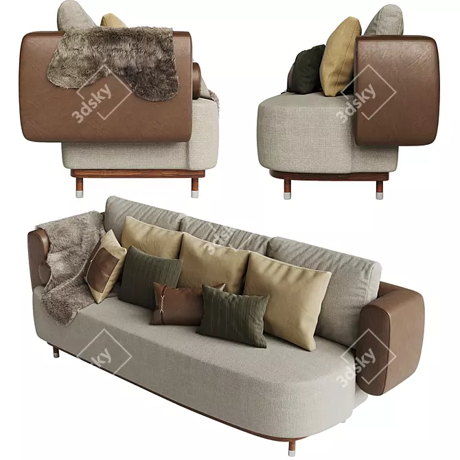 Sleek Single Man Sofa Bed 3D model image 3