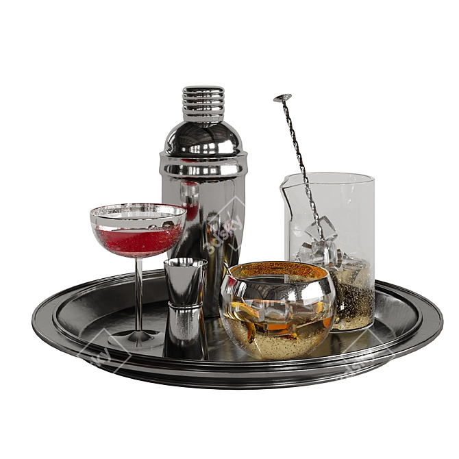 Stylish Cocktail Set for Mixologists 3D model image 1